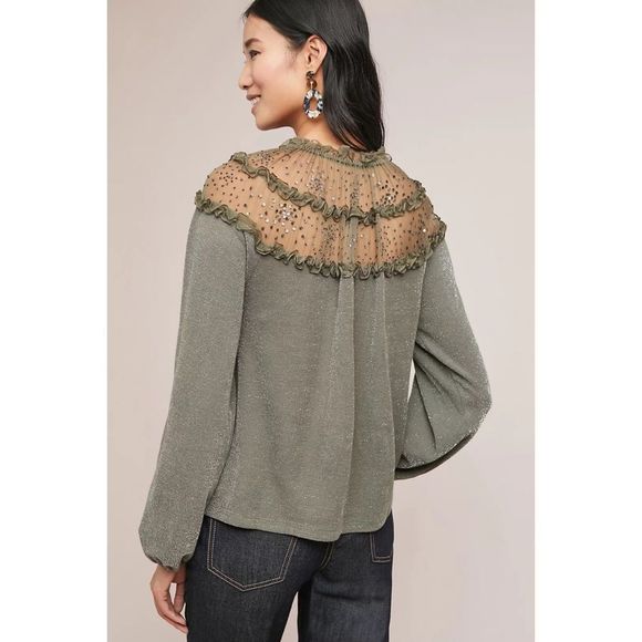 RARE Ranna Gill Anthropologie Bowen Ruffle Top NWT Medium - Picture 3 of 10